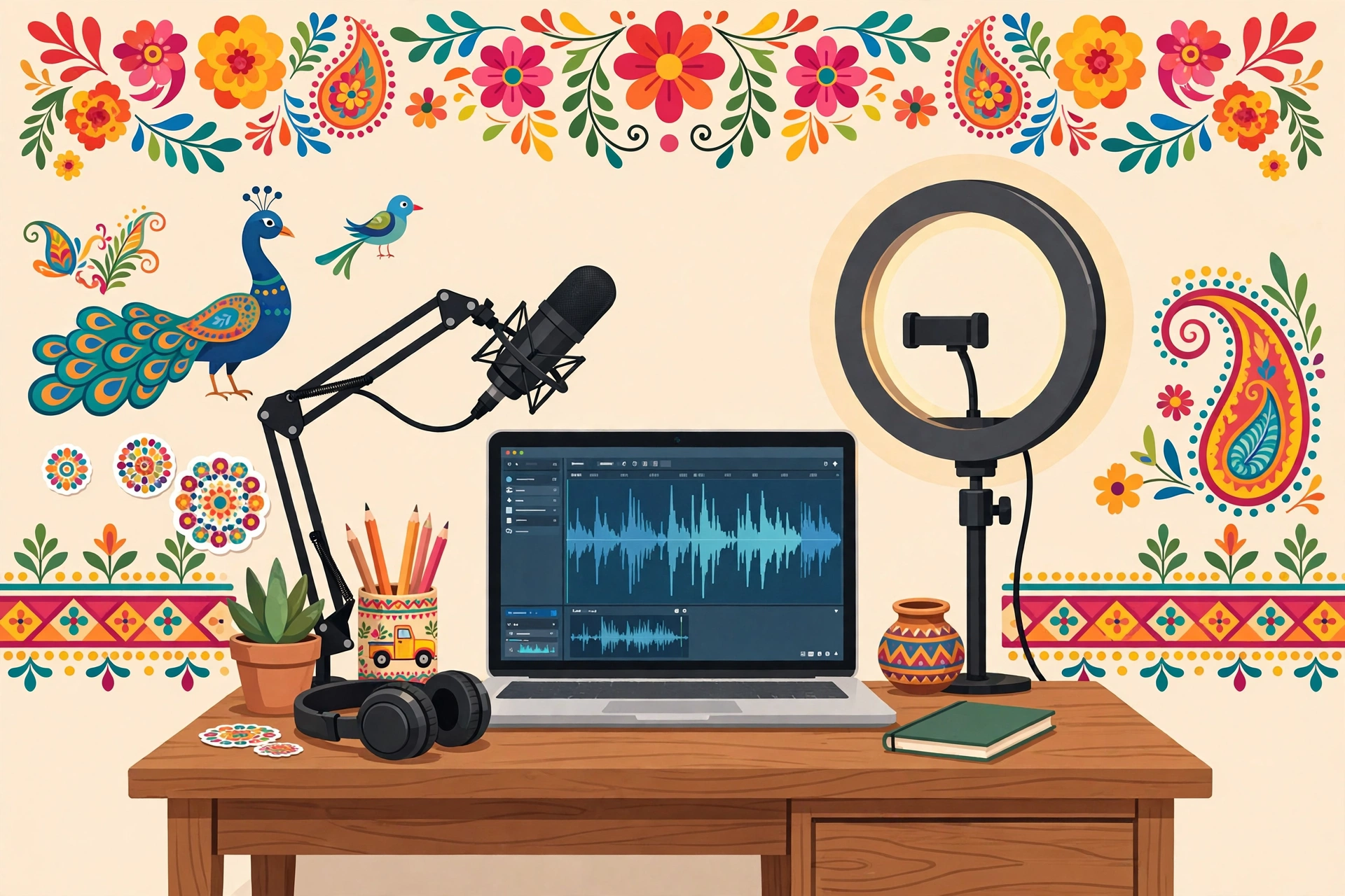 Punjabi YouTuber generating punjabi text to speech free online voiceover for a video