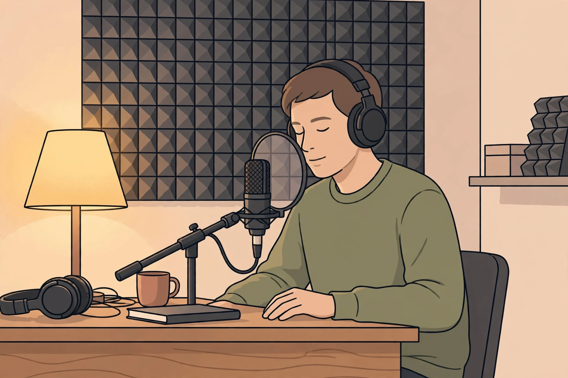 Creator recording a clean Urdu voice sample in a quiet room for voice cloning